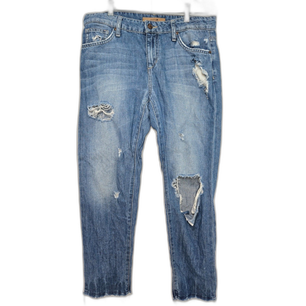 Joe's Jeans Ex-Lover Crop Distressed Jeans | Women's Size 27 | Blue Cotton Linen